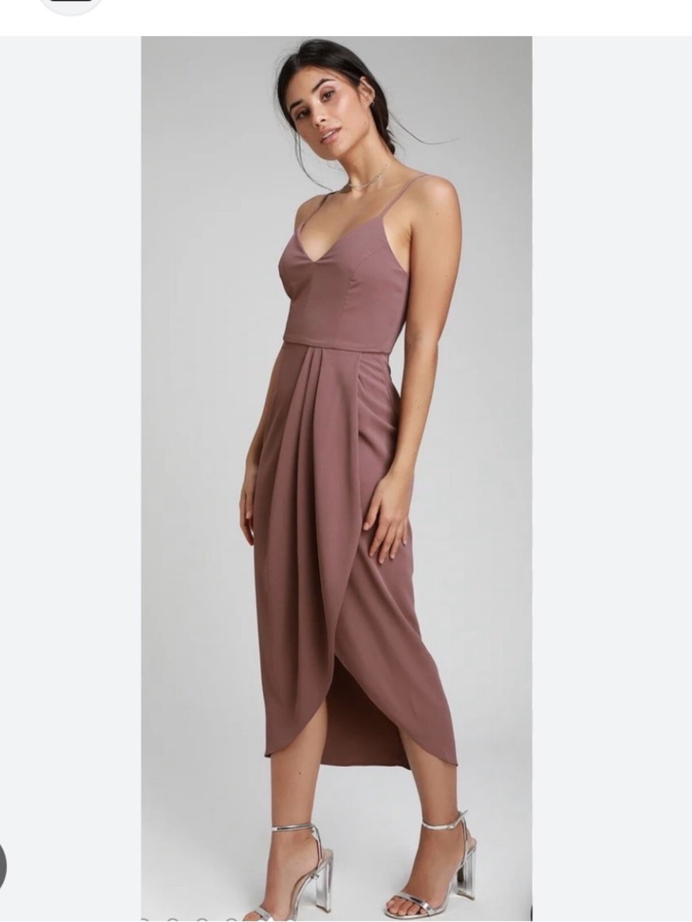 Lulu's Dusty Mauve Spaghetti Strap Midi Dress
